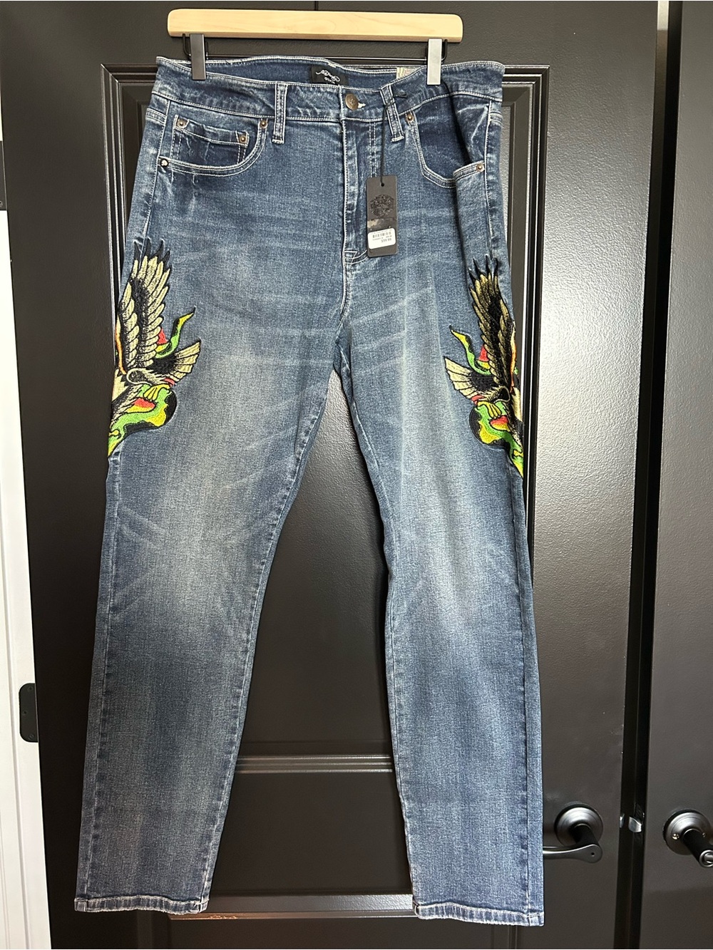 NWT Ed Hardy Eagle Snake Slim Straight Y2K 
Blue Denim Jeans Mens Size 34 NWT